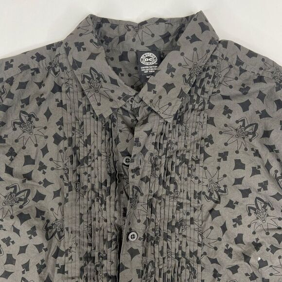 DC Comics The Joker Woven Tuxedo Button-Up Long Sleeve Shirt Men's Gray Size M - Picture 4 of 9